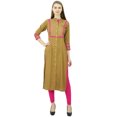thumbnail image 3 of Phagun Kurta Tunique Droite en Rayonne pour Femmes, Kurti à devant Ouvert, Col Mandarin, Haut Indien, 3 of 8