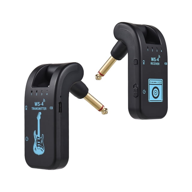 TFixol 2.4GHz Wireless Guitar Transmitter and Receiver System for Electric Guitars and Bass, WS-4 Model, Black or White, 40m Range, Low Latency, Rechargeable Battery, Type-C USB Charging
