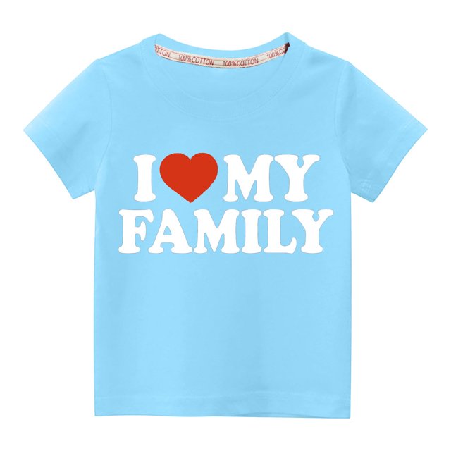 Pisexur Haut à Manches Courtes pour Enfants Garçons Filles Mode Mignon Couleur Unie Col Rond Imprimé Cœur de la Saint-Valentin