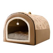 Dvkptbk Dog Bed House 2 Ways to Use Indoor Dog House for Cats and Small Dogs with Mat Removable and Washable Cover House and Non-Slip Bottom