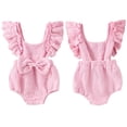 thumbnail image 2 of Gupgi Bow Jumpsuits for Infant Girls Summer Romper Baby Solid Color Flower Flying Sleeve Bodysuits 0-18M, 2 of 9