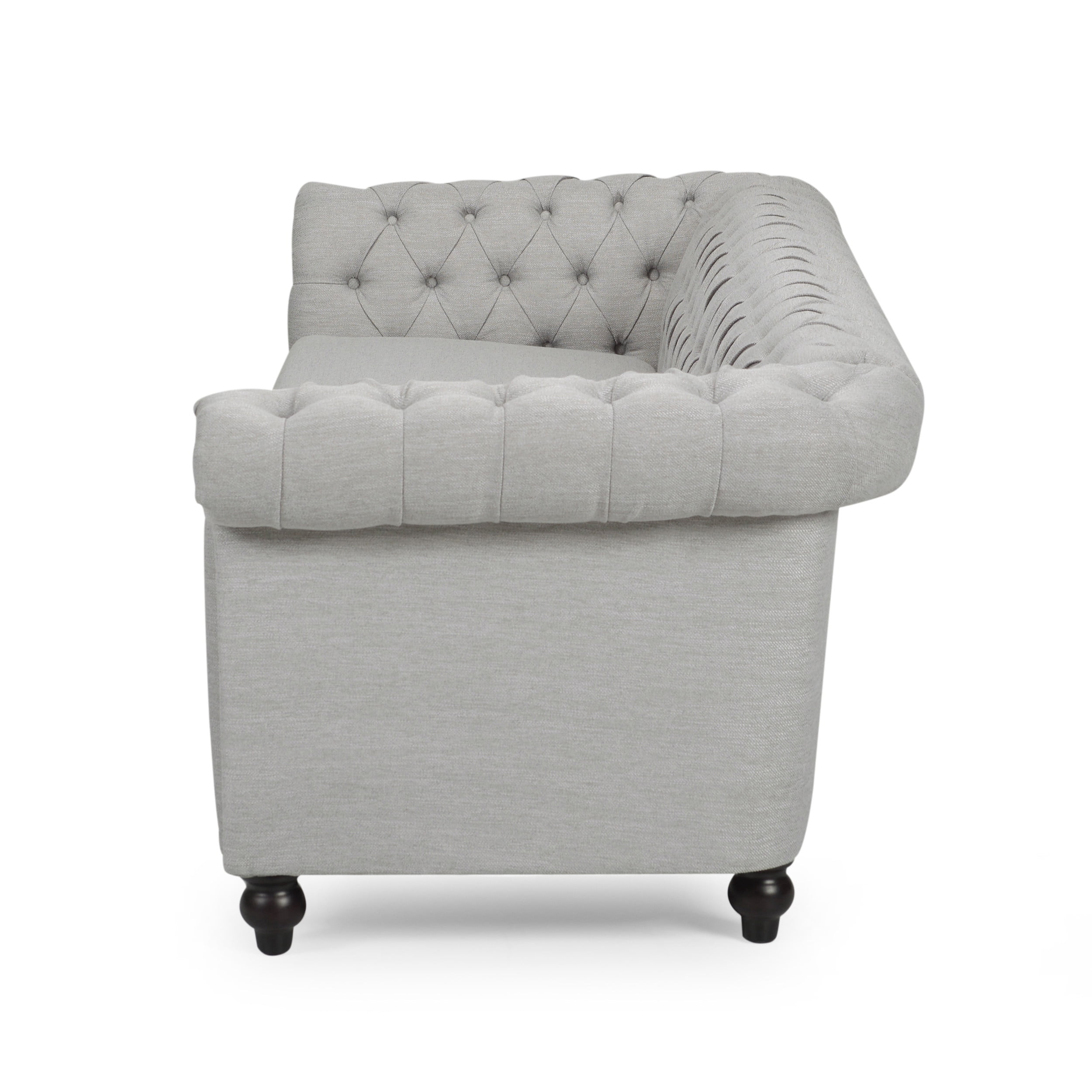 Canapé Chesterfield Noble House 215 cm, capitonnage profond, beige