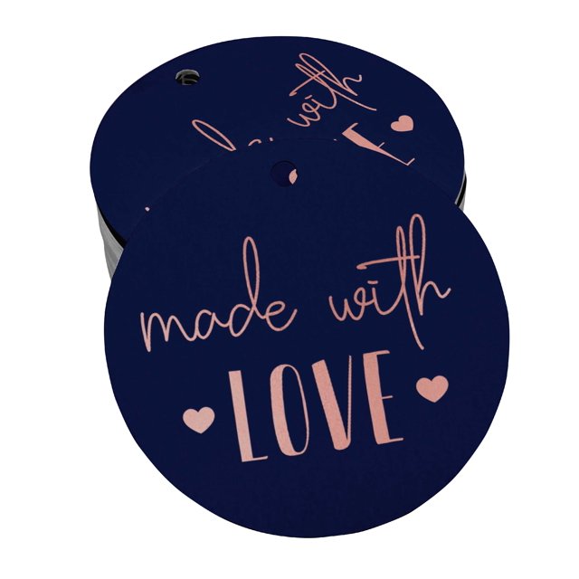Inkdotpot 50 Pack Real Rose Gold Foil Paper Tag Made With Love Text Favor Hang Tag