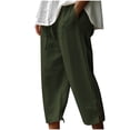 thumbnail image 1 of Timegard Womens Cotton Linen Pants Elastic Waisted Drawstring Capri Pants Casual Loose Trousers with Pockets, 1 of 6
