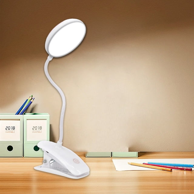 Lampe de Bureau à Pince LED, Lampe de Lecture Portable Rechargeable par USB, Col de Cygne Flexible pour Éclairage Réglable, Idéale pour la Table de Chevet, le Bureau et l'Étude, Rouge/bleu, Écoénergétique, Sans Vacillement