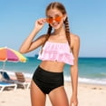 thumbnail image 2 of Akiihool Girls Long Sleeve Swimsuit Baby/Toddler Girls Long Sleeve Rash Guard 2 Piece Swimsuit Set w/UPF 50+ Sun Protection with Zipper (Pink,7-8 Years), 2 of 4