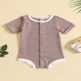 thumbnail image 2 of Bébé Filles Garçons Casual Romper Manches Courtes Boutons Combinaisons Tops, 2 of 8
