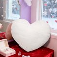thumbnail image 1 of Faux Rabbit Fur Heart Pillow | Plush Throw Cushion for Couch, Bed, or Sofa | Adorable Decorative Accent for Home, Living Room, or Bedroom | Soft Support for Back, Neck, or Lap, 1 of 6