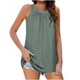 thumbnail image 1 of Timegard Camisole à Oeillets pour Femmes Col Rond Froncée Sans Manches Confortable Décontractée T-Shirts Été, 1 of 2