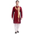 thumbnail image 1 of Vêtements Indiens Kurta Pyjama pour Homme avec Foulard Robe de Fête de Mariage (Bordeaux, m), 1 of 6