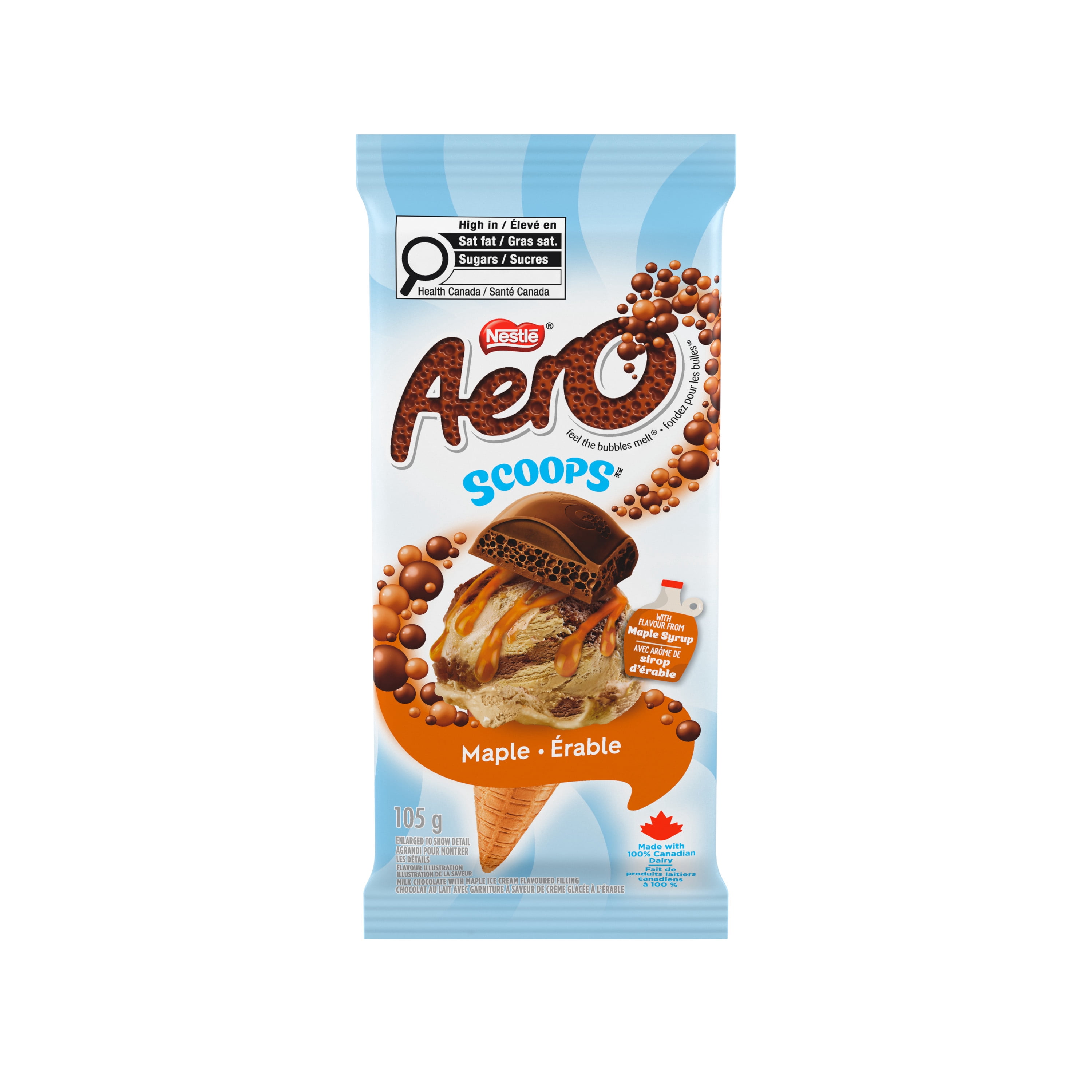 AERO SCOOPS Érable, chocolat au lait, garniture saveur Crème Glacée à l’érable