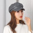 thumbnail image 4 of Beret Cap Faux Leather Adjustable Octagon Faux Leather Hats for Party, 4 of 10