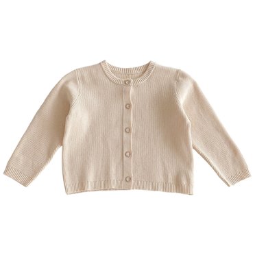 LYHaoo Girls Knit Cardigan Coat Jacket Long Sleeve Open Front Outerwear For Toddler Kids Soft Comfortable Casual Wear For Girls 9 Months To 8 Years Winter Outwear Beige Sizes 1-2 Years