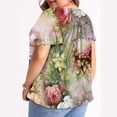 thumbnail image 2 of Birdeem Women Fashion Casual Printing Short Sleeve Loose Plus Size Ruffle Short Sleeve Tops V-Neck Blouse, 2 of 6