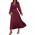 thumbnail image 1 of Gspmoly Robes pour Femmes, Robe à Manches Longues Décontractée à Col en V et à la Mode pour Femmes, Robes de Vacances pour Femmes Offres des Fêtes, 1 of 6