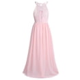 thumbnail image 3 of Aislor Robe pour Demoiselles d'Honneur, Col Licou, Corsage en Dentelle, Robe Longue de Mariage, Robe de Princesse pour Concours, Robe de Bal, Robe Maxi, Rose Perle 16, 3 of 7