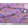 thumbnail image 3 of Soimoi Purple Poly Georgette Fabric Palm Tree, & Flamingo Bird Printed Fabric 1 Yard 52 Inch Wide, 3 of 3