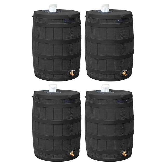 Good Ideas Rain Wizard 50 Gallon Plastic Barrel Water Collector, (4 Pack)