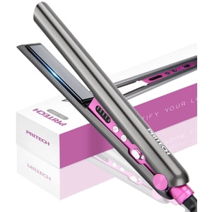 Hair Straightener and Curling Iron 2 in 1 Flat Iron Hair Straightener Ceramic Extra-Long Plates Straightener and Curler Auto Shut Off Hair Flat Iron Curling Iron,5 Temp. Setting(300℉-450℉) by PRITECH