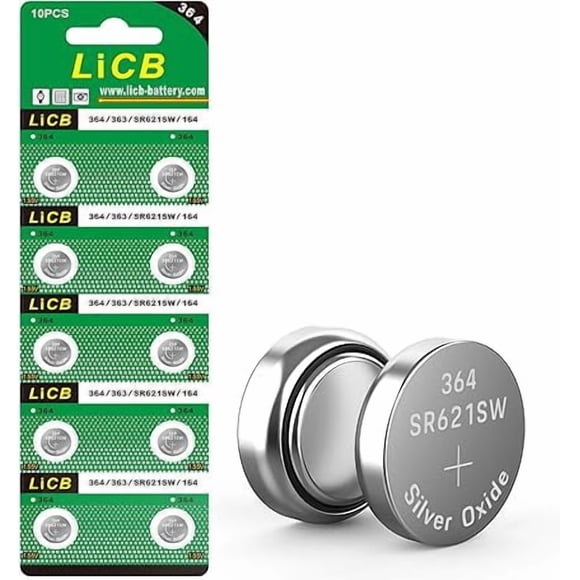LiCB 10 PCS SR621SW Battery LR621 364 AG1 363 1.55V Watch Batteries