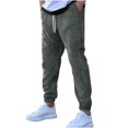 thumbnail image 4 of Ceisia Men Solid Color Loose Casual Pants Elastic Waist Drawstring Sports Gift Work Trousers, 4 of 8