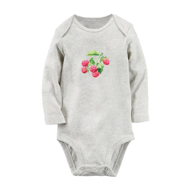 iDzn Fruit Raspberry Image Print Cute Rompers, Newborn Baby Unisex Bodysuits, Infant Jumpsuits, Toddler 0-12 Months Kids Long Sleeves Oufits