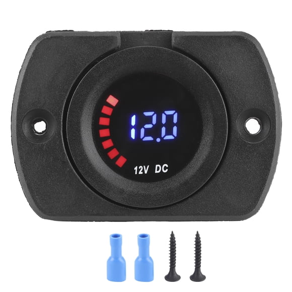 Voltmètre de Voiture, LED Couleur Graphique Indicateur Voltage Meter Haut- pour ATV UTV, Remorque de Voyage pour DC 12V Moto Voiture Bateau avec Panneau, Pas de Panneau