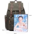 thumbnail image 2 of KAUKKO Vintage Casual Canvas and Leather Rucksack Backpack (Canvas Green2pc), 2 of 5