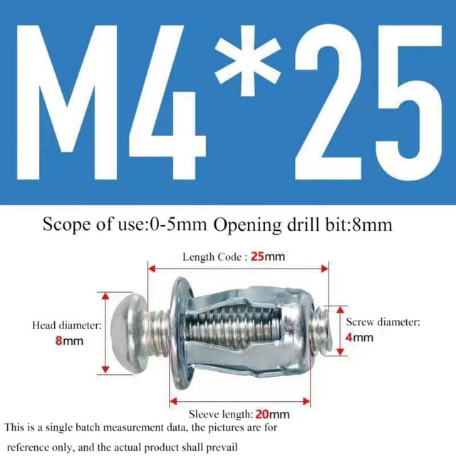 XYAIYT Iron Expansion Screw Set for Gypsum Board Hollow Surfaces Durable Riveting for DIY,Machinery,Home Installations,Silver