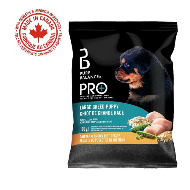 Pure Balance Pro+ Chiot de Grande Race, Recette de Poulet et de Riz Brun Nourriture Sèche pour Chiens 100g