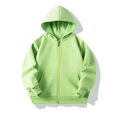 thumbnail image 1 of Milgrthf Unisexe Garçons Filles Chandails d'Automne Sport Décontracté Manches Longues Fermeture Éclair Complète Mignon Col Ras du Cou Basique Couleur Unie Chandails à Capuchon Chandail avec Poche Vert 4-5 Ans, 1 of 5