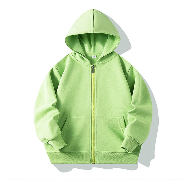 Milgrthf Unisexe Garçons Filles Chandails d'Automne Sport Décontracté Manches Longues Fermeture Éclair Complète Mignon Col Ras du Cou Basique Couleur Unie Chandails à Capuchon Chandail avec Poche Vert 4-5 Ans
