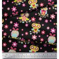 thumbnail image 3 of Soimoi Poly Georgette Fabric Floral & Owl Cartoon Fabric Prints by Yard 52 Inch Wide, 3 of 3