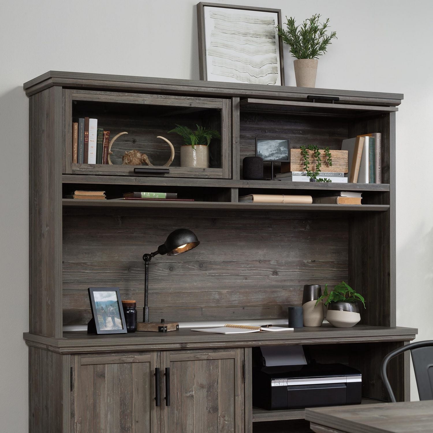 Sauder La Collection Aspen Post Surmeuble en Finition Pebble Pine