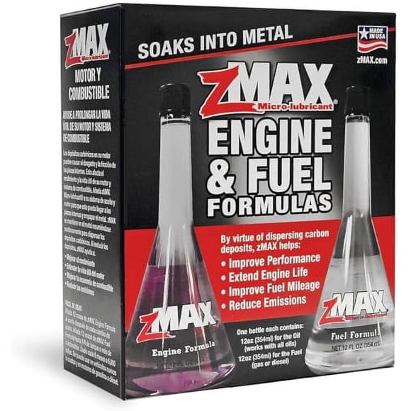 zMAX 51-011 - Trousse de Moteur et de Formule de Carburant - Facile à Utiliser - Réduit l'Accumulation de Carbone et Lubrifie le Métal, Prolonge la Durée de Vie d'Une Voiture Ou d'Un Camion - Fonctionne Efficacement, Améliorant le Kilométrage de l'Essence Ou du Diesel - 12 oz Chacun