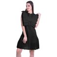 thumbnail image 2 of Moomaya Womens Ruffle Sleeve A,Line Schiffli Dress Solid Designer Party Dress, 2 of 6