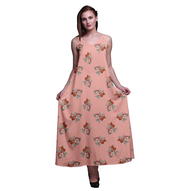 Bimba Robe de Soirée Longue Maxi Dos Nu à Bretelles Spaghetti Imprimée Florale en Rayonne pour Femmes - Très Grande Taille