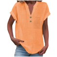 thumbnail image 1 of T-Shirts Femmes Plus Mode Décontractée Col en V Boutonné Manches Courtes avec Poches - Hontri, 1 of 5