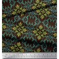 thumbnail image 3 of Soimoi Brown Moss Georgette Fabric Moroccan Damask Fabric Prints By Yard 42 Inch Wide, 3 of 3