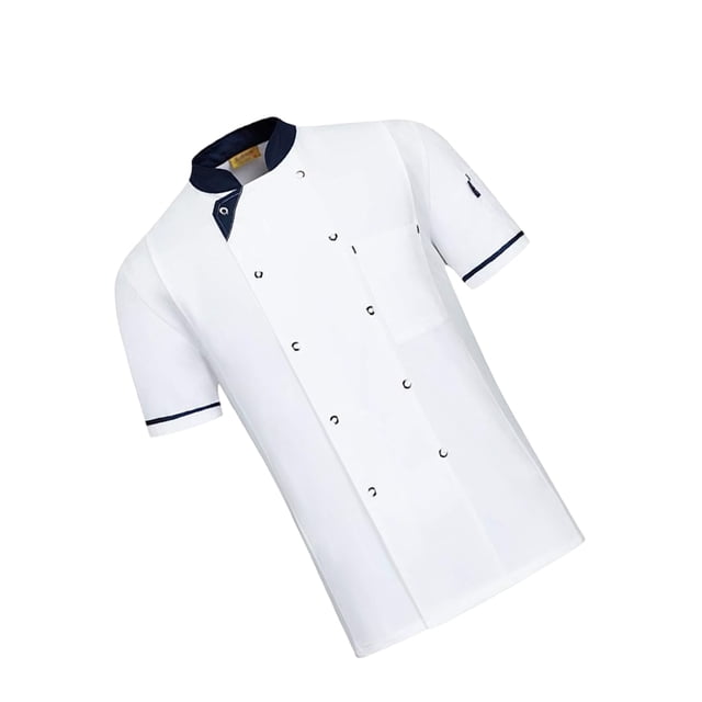 Baohd Polyester Restaurant Cuisine Uniforme - Résistant à l'Usure et Colorfast Facile à Entretenir Chemise Chef Cuisson Manche Blanc XXXL