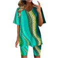 thumbnail image 2 of Ensembles Assortis pour Femmes Mode Blouse à Col en V T-Shirts à Manches Courtes Shorts Ensembles de Tenue Décontractée Ensembles Deux Pièces pour Femmes en Liquidation, 2 of 4