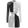 thumbnail image 3 of Jhaoyu Robe Déguisement des Années 60 pour Femmes, Mini Robe à Sequins Scintillants, Tenues de Spectacle, Blanc 4TG, 3 of 5