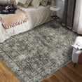 thumbnail image 3 of FairOnly Area Rugs 5'x7' Machine Washable Rugs,Floral Vintage Print Pattern Non Slip Floor Carpet, for Living Room Bedroom Dining Room,Brown & Green, 3 of 8
