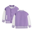 thumbnail image 4 of Girls Coats And Jackets Child Autumn Spring Long Sleeved Color Block Baseball Purple Fall Tops for Teen Girls ,1-2 Years, 4 of 4