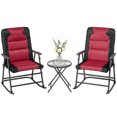 thumbnail image 1 of Outsunny 3pc Patio Foldable Rocking Chair Set, Red, 1 of 9