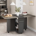 thumbnail image 3 of AKDSteel Folding Dining Table, Kitchen Dining Drop Leaf Dining with 6 Wheels and 2-Layer Storage Shelf, Space Saving Dining Table for Small Spaces, 3 of 8