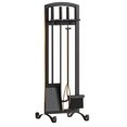 thumbnail image 2 of Kingson Ensemble de 5 Pcs d'Outils pour Foyer, Support Artisanal, Ensembles pour Foyer Extérieur, Outils pour Foyer Intérieur, Pelle, Pinces, Brosse, Tisonnier, Bois S, 2 of 7