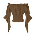 thumbnail image 4 of bbymog Womens Renaissance Peasant Blouse Off Shoulder Trumpet Sleeve Tops Brown XXL, 4 of 7