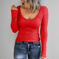 thumbnail image 2 of Women Long Sleeve Scoop Neck Ribbed Shirt - Fitted Knit Basic T-Shirts with Lightweight Breathable Fabric, 2 of 6