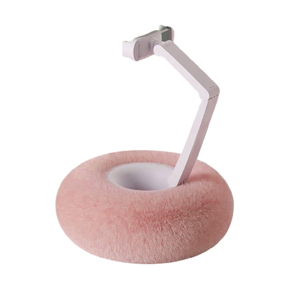 Pink Furry Bowl Phone Stand Adjustable Rotating Tablet Pillow Holder Pink Color For 60-85Mm Wide Devices Plastic Material 1-Pack Desk Stand